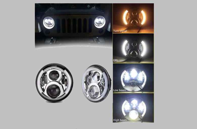 2 Full LED 7 Inches Headlights for LADA VAZ NIVA 6500K Ice White | Parking  Lights + Low + High Beam
